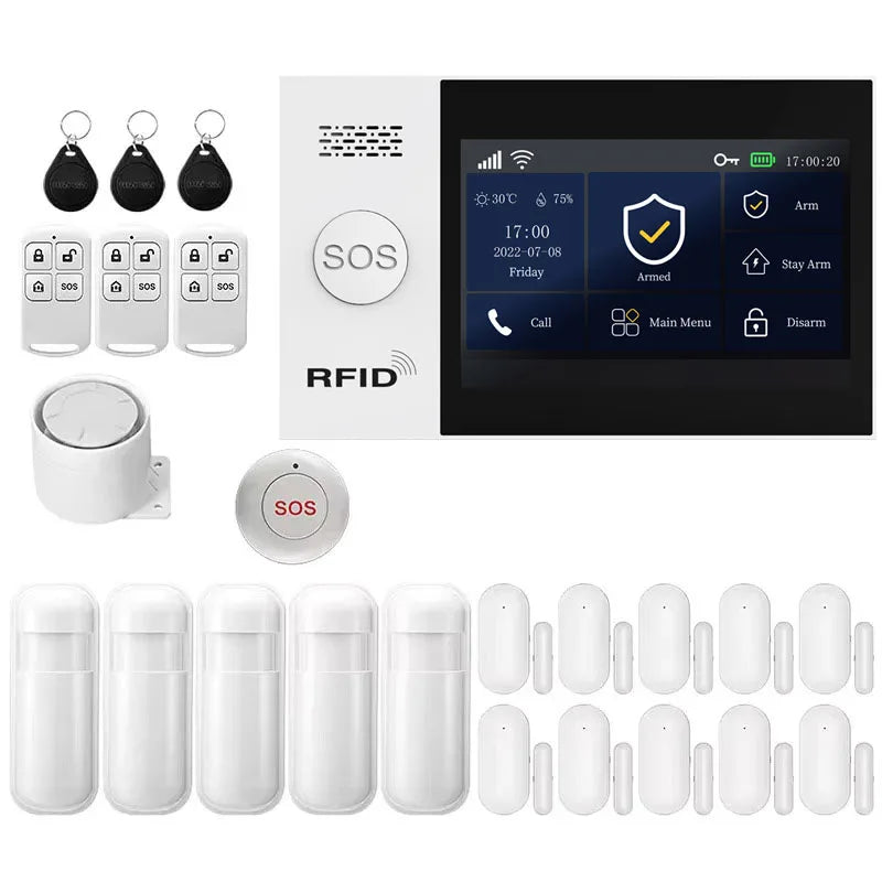 PGST 2G GSM WiFi Tuya Smart Life Home Alarm Security System Set Alexa Automation Alarm Security Protection Door Motion Sensor - Home Smart Direct