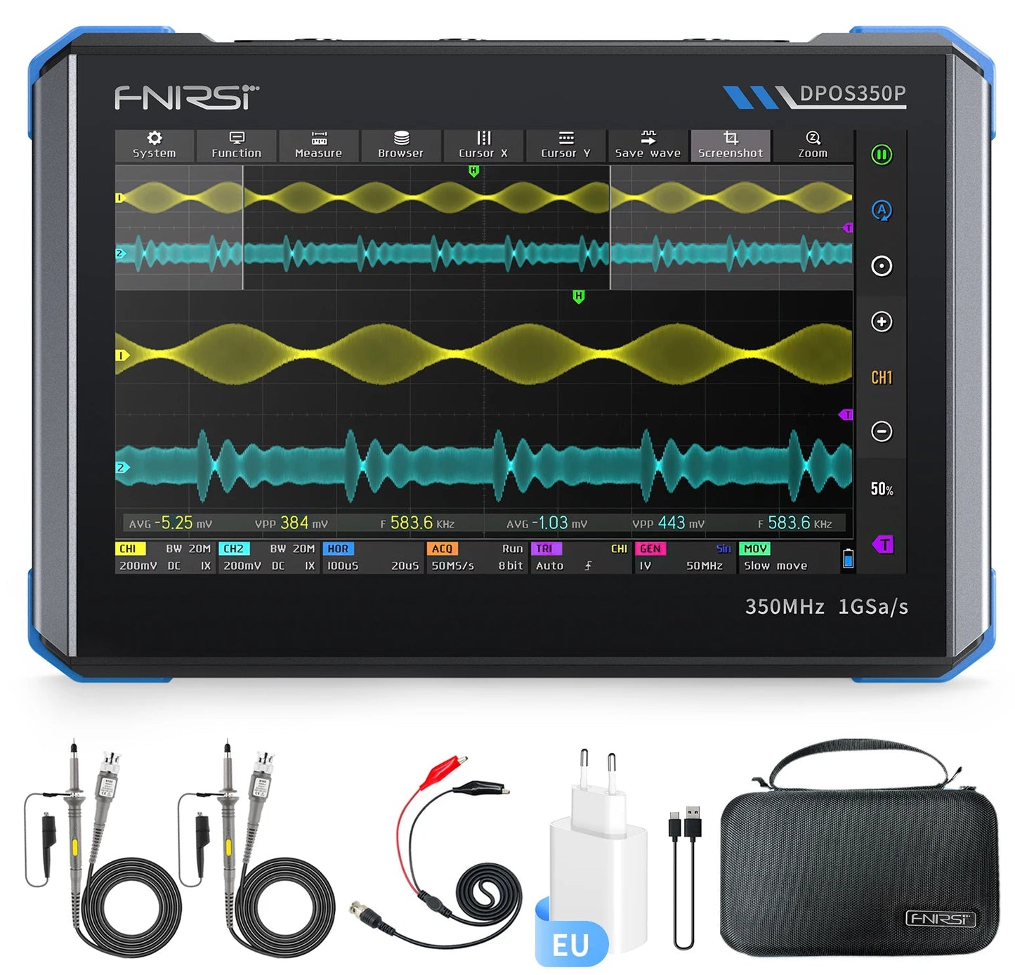Tablet Oscilloscope with Built In Generator and Analyzer Tools