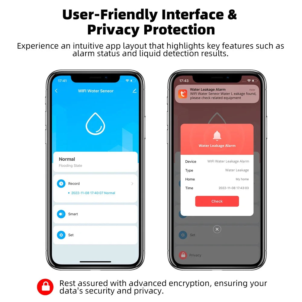 KERUI Tuya Smart Wireless Water Sensor Alarm 90db Water Leakage Detector Leak Alert Monitoring Leak and Drip Alarm For House - Home Smart Direct