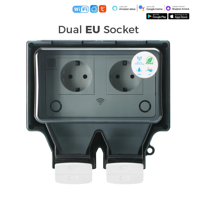 Waterproof Outdoor Smart Socket with Dual USB and App Control