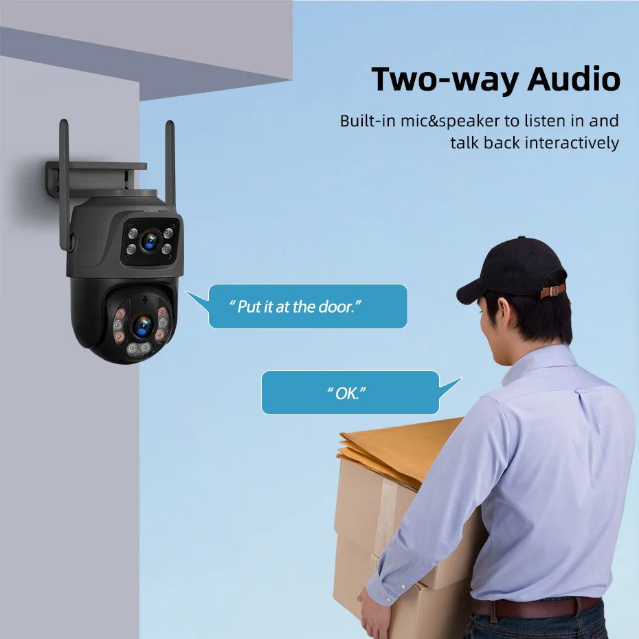 KERUI 6MP HD PTZ WiFi IP Camera Outdoor Wireless Dual Lens Camera Onvif Home Security Surveillance CCTV Video Human Detect Icsee - Home Smart Direct