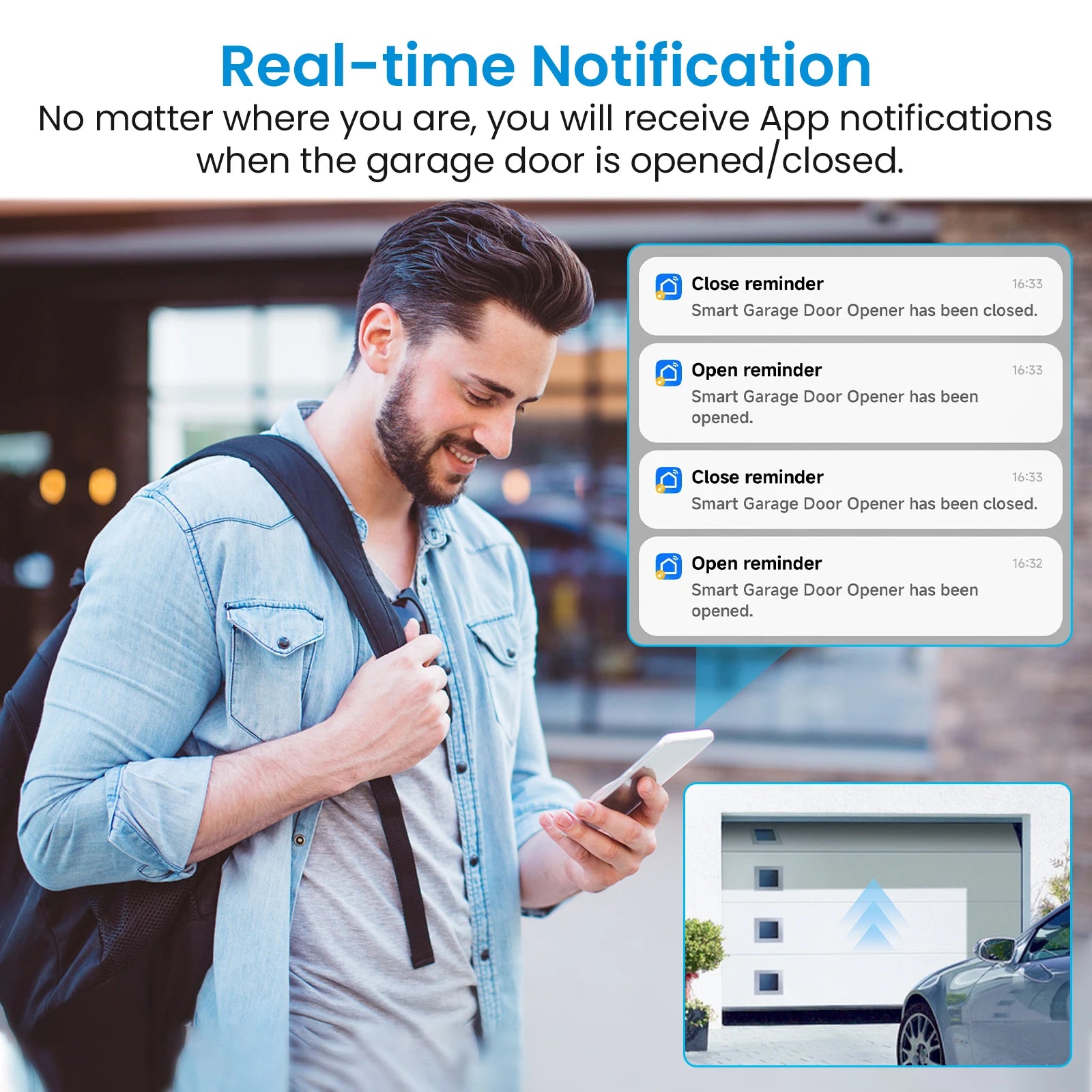 LoraTap WiFi Garage Door Opener Control Wired Sensor Contacts Tuya Smart Life Remote Control Work with Google Assistant Alexa - Home Smart Direct