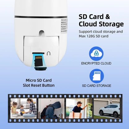 KERUI 5G WiFi IP Camera 6MP Dual Lens E27 Bulb Camera with Auto Tracking Full Color Night Vision Surveillance Camera for Home - Home Smart Direct