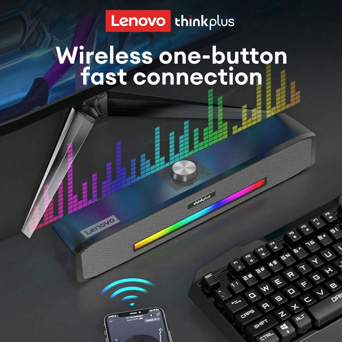 Lenovo Bluetooth Speaker Surround Sound Bar for Computer or TV - Home Smart Direct