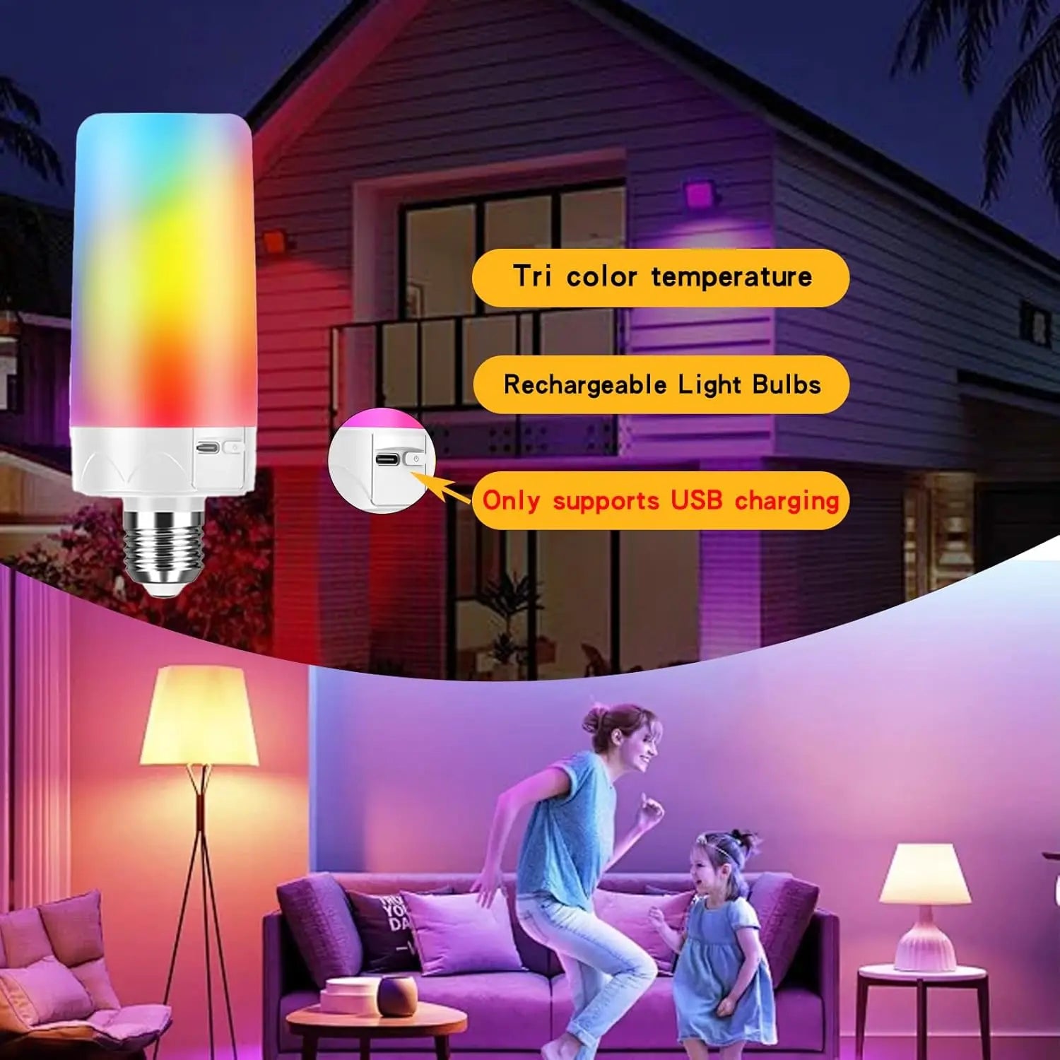 Rechargeable Emergency LED Bulb with Remote and RGB Colors - Home Smart Direct