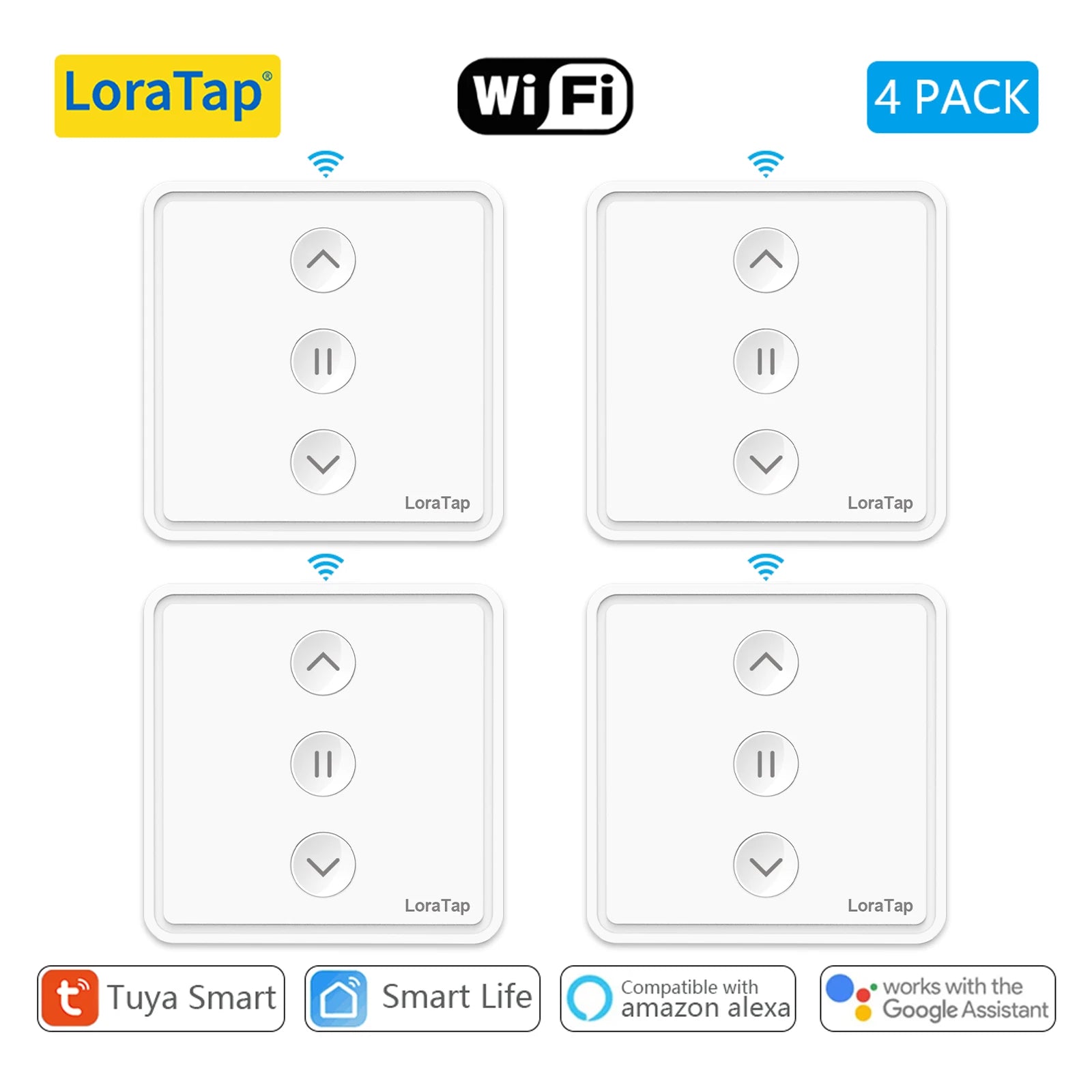 LoraTap Roller Shutter Curtains Blinds Push Button Switch Tuya Smart Life Electric Motor Engine Connected WiFi Alexa Google Home - Home Smart Direct