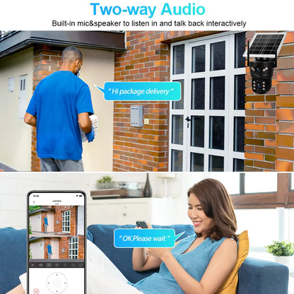 KERUI Outdoor 6MP Solar IP Camera WIFI Version Solar Panel Waterproof Dual Lens Camera Home Security Surveillance CCTV Video - Home Smart Direct