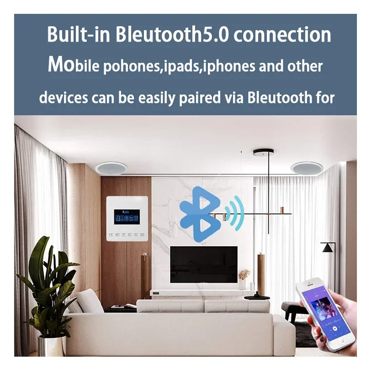 Bluetooth Wall Amplifier Touch Music Player with FM Radio - Home Smart Direct
