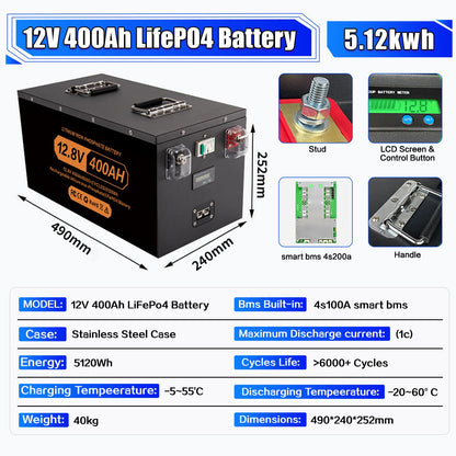LiFePO4 Deep Cycle Battery for Solar Systems and RV Power